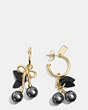 COACH®,PEARL KISSLOCK CHERRY HOOP EARRINGS,Mixed Material,Gold/Black,Front View