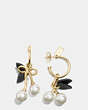 COACH®,PEARL KISSLOCK CHERRY HOOP EARRINGS,Mixed Material,Gold/White,Front View