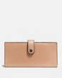 COACH®,SLIM TRIFOLD WALLET,Leather,Black Copper/Beechwood,Front View