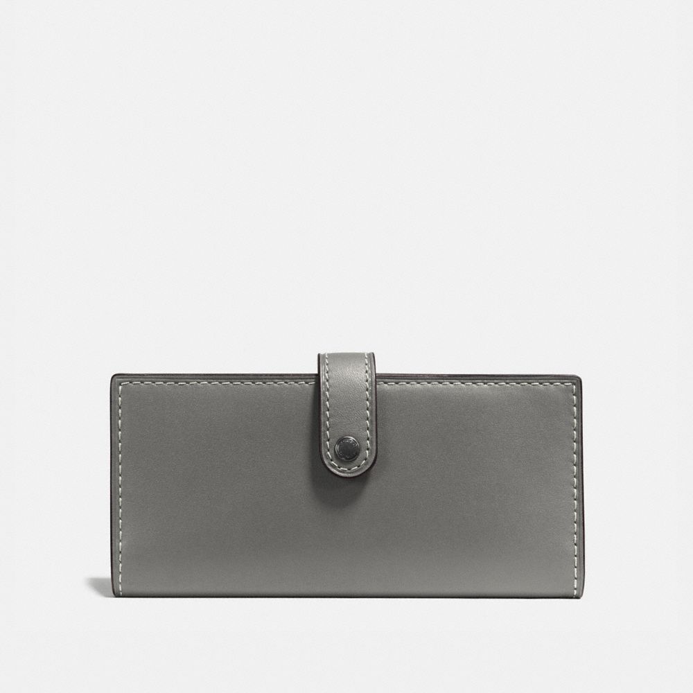 COACH®,SLIM TRIFOLD WALLET,Leather,Black Copper/Heather Grey,Front View image number 0