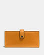COACH®,SLIM TRIFOLD WALLET,Leather,Pewter/Butterscotch,Front View