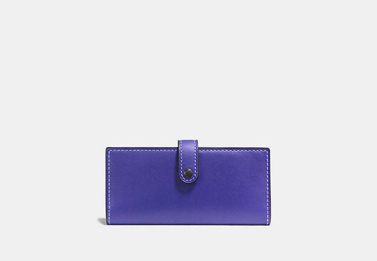 COACH®,SLIM TRIFOLD WALLET,Leather,Pewter/Purple,Front View