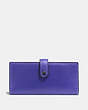 COACH®,SLIM TRIFOLD WALLET,Leather,Pewter/Purple,Front View