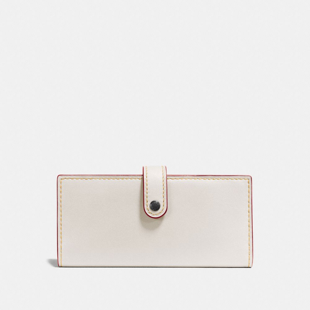 COACH®,SLIM TRIFOLD WALLET,Leather,Brass/Chalk,Front View