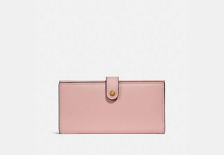 COACH®,SLIM TRIFOLD WALLET,Leather,Peony/Brass,Front View