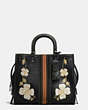 COACH®,WESTERN EMBROIDERY ROGUE BAG IN PEBBLE LEATHER,otherleather,Large,Black Copper/Black,Front View