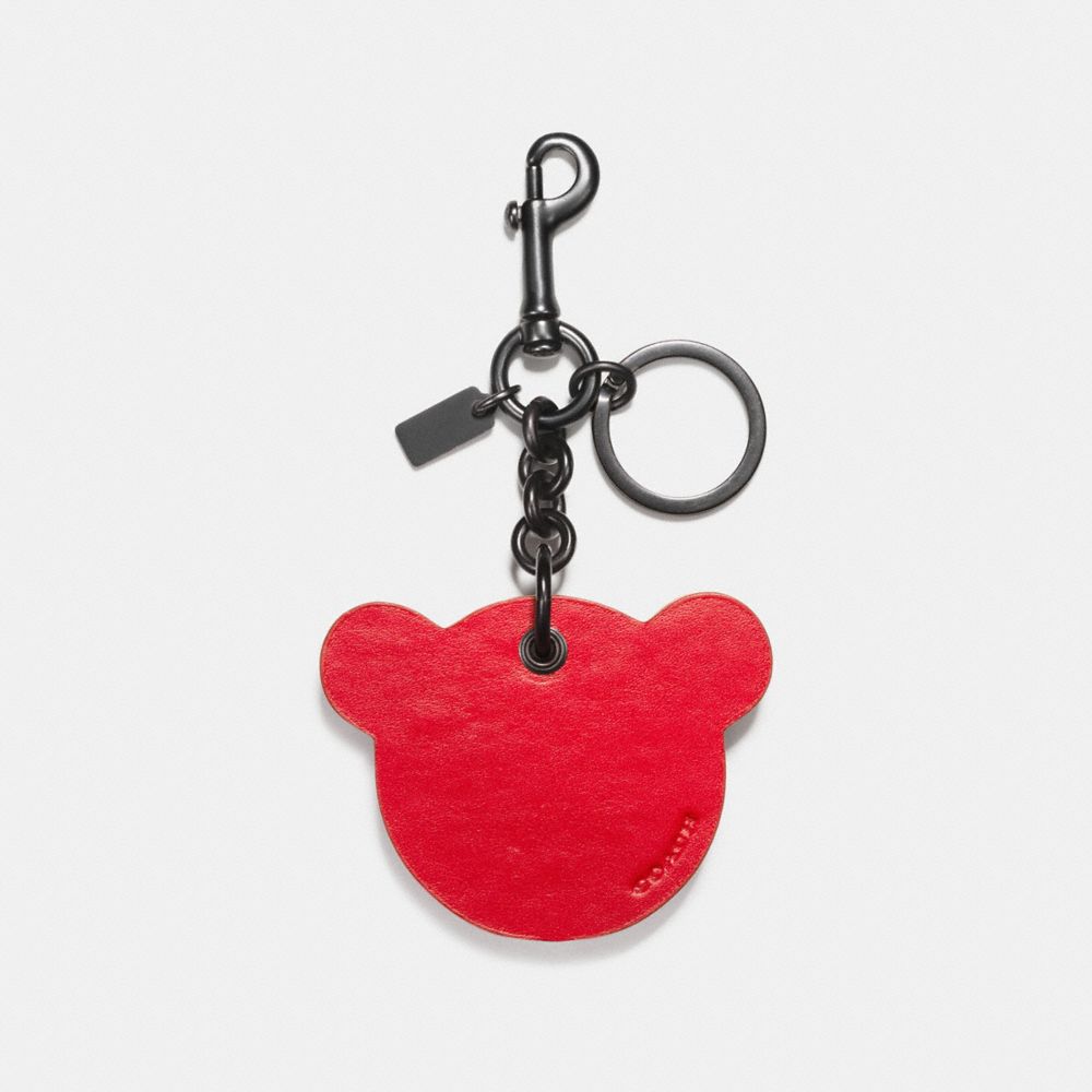 COACH®,BULLION BEAR PATCH BAG CHARM,Mixed Material,Black/Multi,Back View