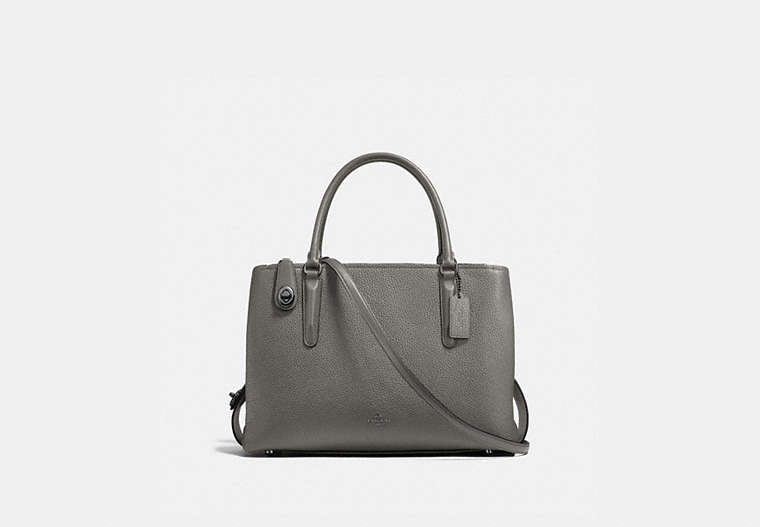 COACH®,BROOKLYN CARRYALL 34,Pebbled Leather,Large,Dark Gunmetal/Heather Grey,Front View