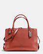 COACH®,BROOKLYN CARRYALL 34,Pebbled Leather,Large,Dark Gunmetal/Terracotta,Front View