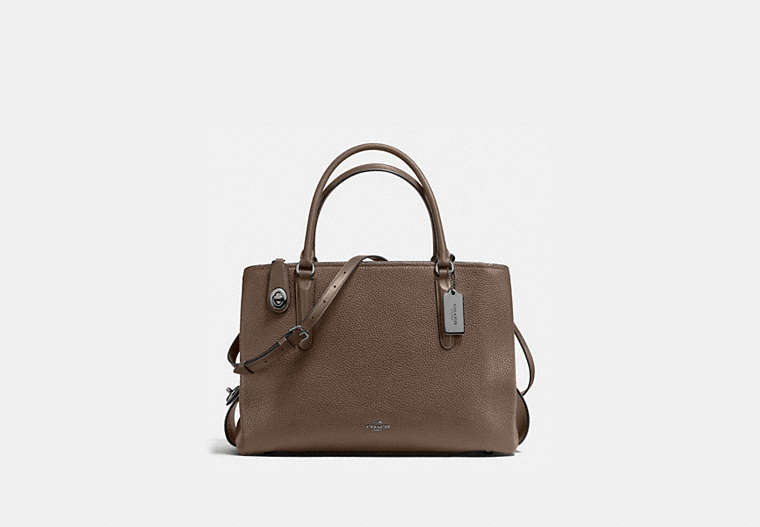 COACH®,BROOKLYN CARRYALL 34,Pebbled Leather,Large,Dark Gunmetal/Fatigue,Front View