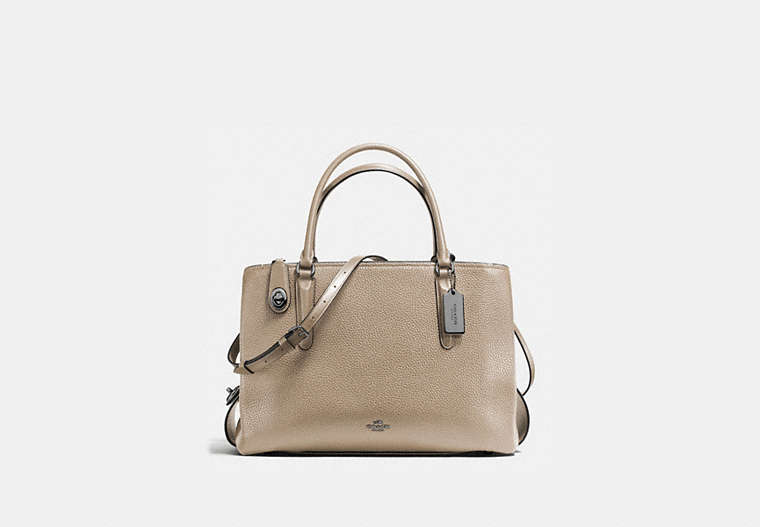 COACH®,BROOKLYN CARRYALL 34,Pebbled Leather,Large,DK/Stone Chestnut,Front View