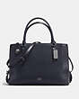 COACH®,BROOKLYN CARRYALL 34,Pebbled Leather,Large,Navy/Dark Gunmetal,Front View