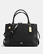 COACH®,BROOKLYN CARRYALL 34,Pebbled Leather,Large,Light Gold/Black,Front View