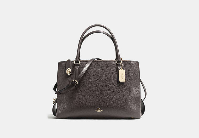 COACH®,BROOKLYN CARRYALL 34,Pebbled Leather,Large,LI/Chestnut Stone,Front View