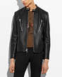 COACH®,LEATHER RACER JACKET,Leather,Black,Front View