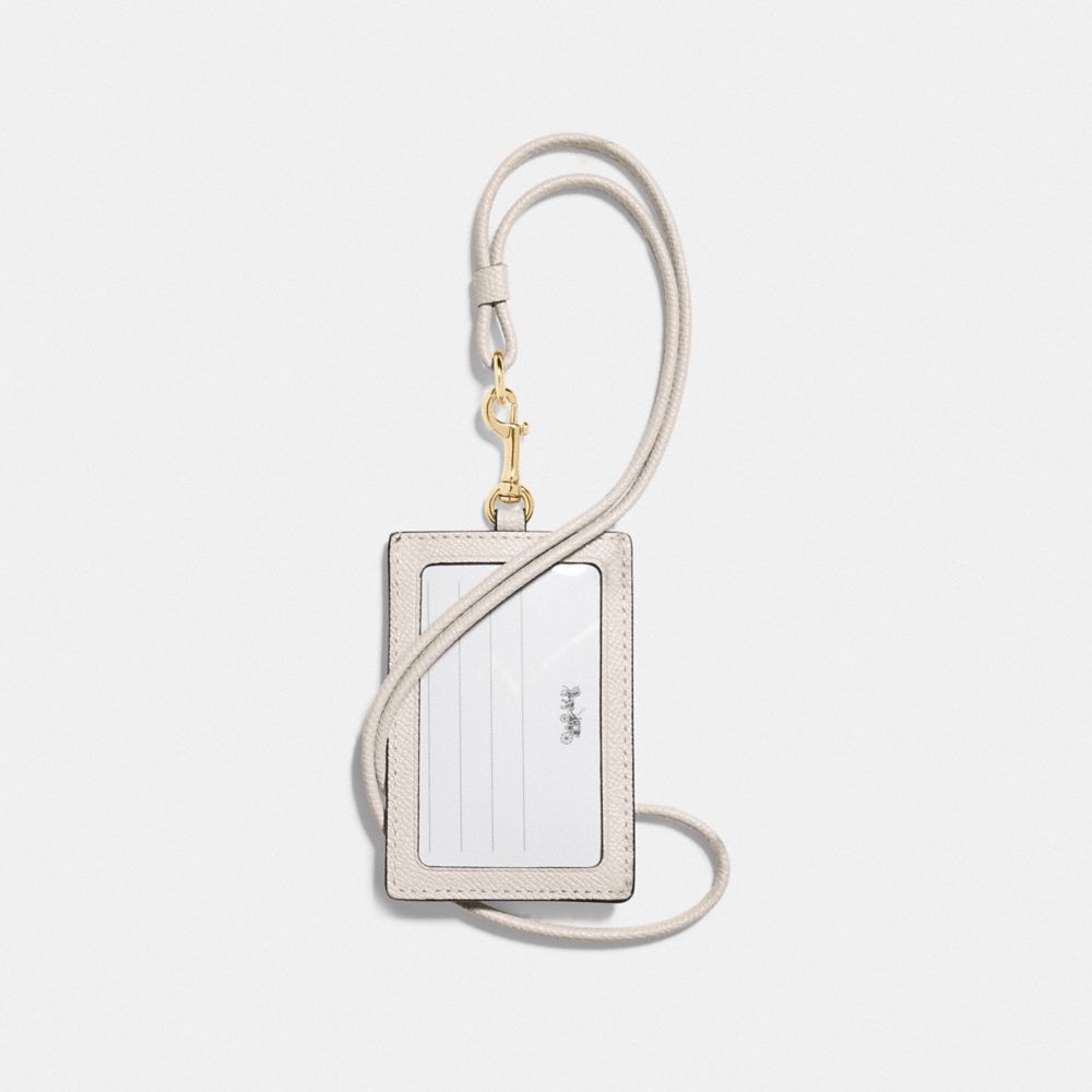 COACH®,ID LANYARD,Crossgrain Leather,Gold/Chalk,Back View