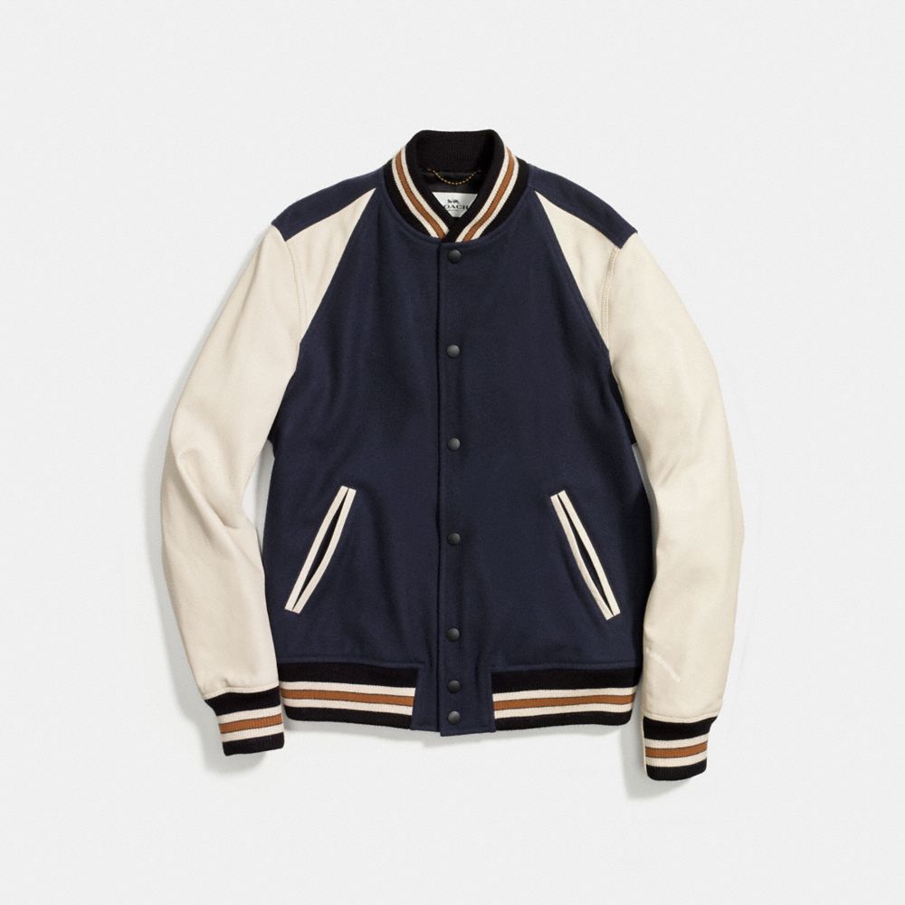 Coach leather 2025 varsity jacket