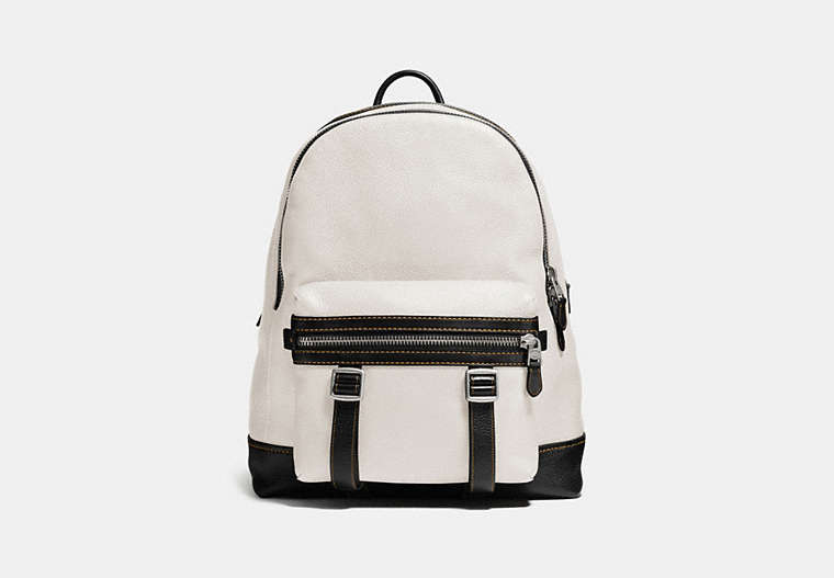 COACH®,FLAG BACKPACK IN PEBBLE LEATHER,Leather,Large,SOFT WHITE,Front View