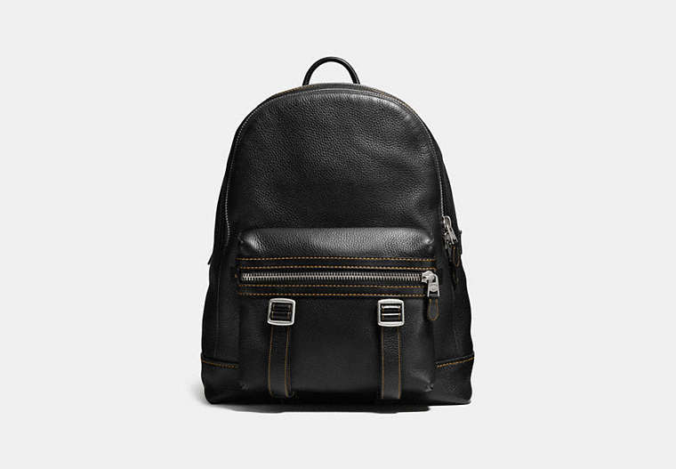 COACH®,FLAG BACKPACK IN PEBBLE LEATHER,Leather,Large,Black/Black,Front View