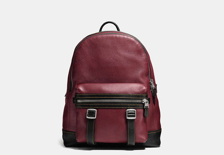COACH®,FLAG BACKPACK IN PEBBLE LEATHER,Leather,Large,Maroon,Front View