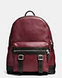 COACH®,FLAG BACKPACK IN PEBBLE LEATHER,Leather,Large,Maroon,Front View