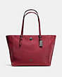 COACH®,TURNLOCK TOTE,PU Split Leather,Large,Gunmetal/Cherry,Front View