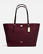 COACH®,TURNLOCK TOTE,PU Split Leather,Large,Light Gold/Oxblood,Front View