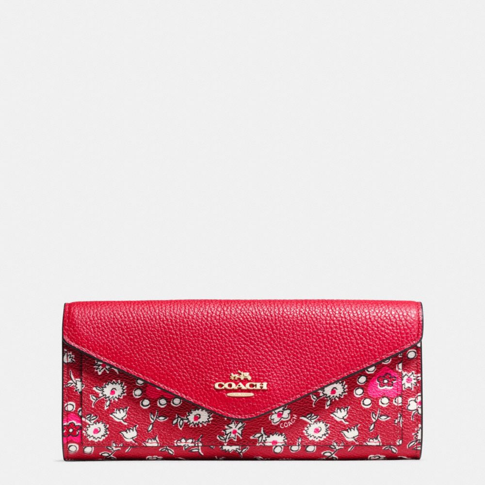 Soft Wallet In Wild Hearts Print Coated Canvas | COACH®