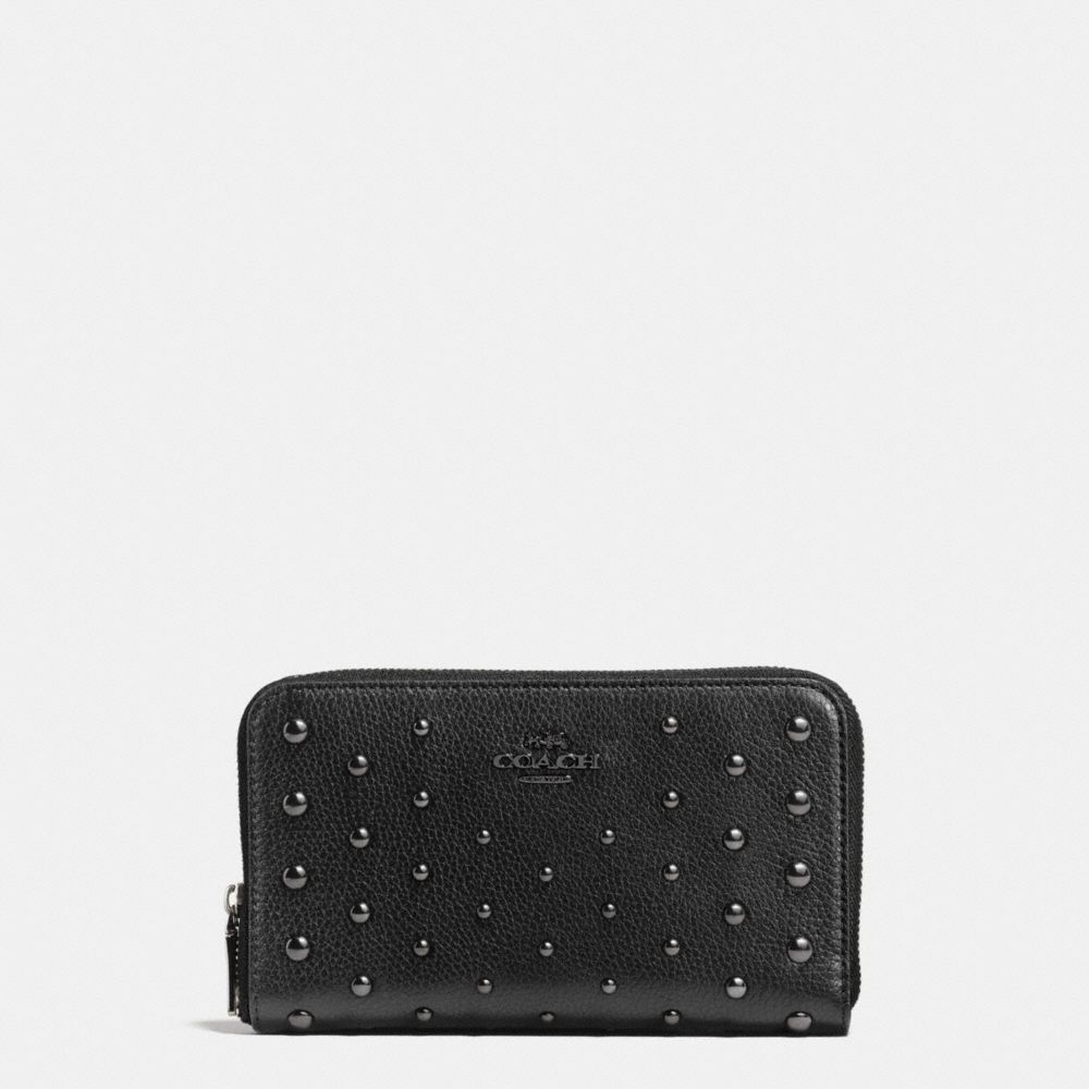 Portefeuille Moyen Zipp&eacute; Avec Rivets Ombr&eacute;s