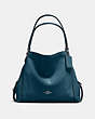 COACH®,EDIE SHOULDER BAG 31 IN COLORBLOCK WITH SNAKESKIN,Leather,Large,Dark Gunmetal/Mineral,Front View