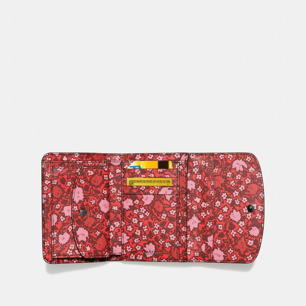 Medium Double Flap Wallet In Mixed Yankee Floral Print Canvas