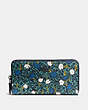 COACH®,ACCORDION ZIP WALLET IN YANKEE FLORAL PRINT COATED CANVAS,pvc,DK/Teal Yankee Floral,Front View