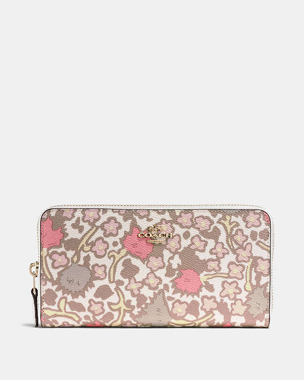 COACH®: Accordion Zip Wallet In Yankee Floral Print Coated Canvas