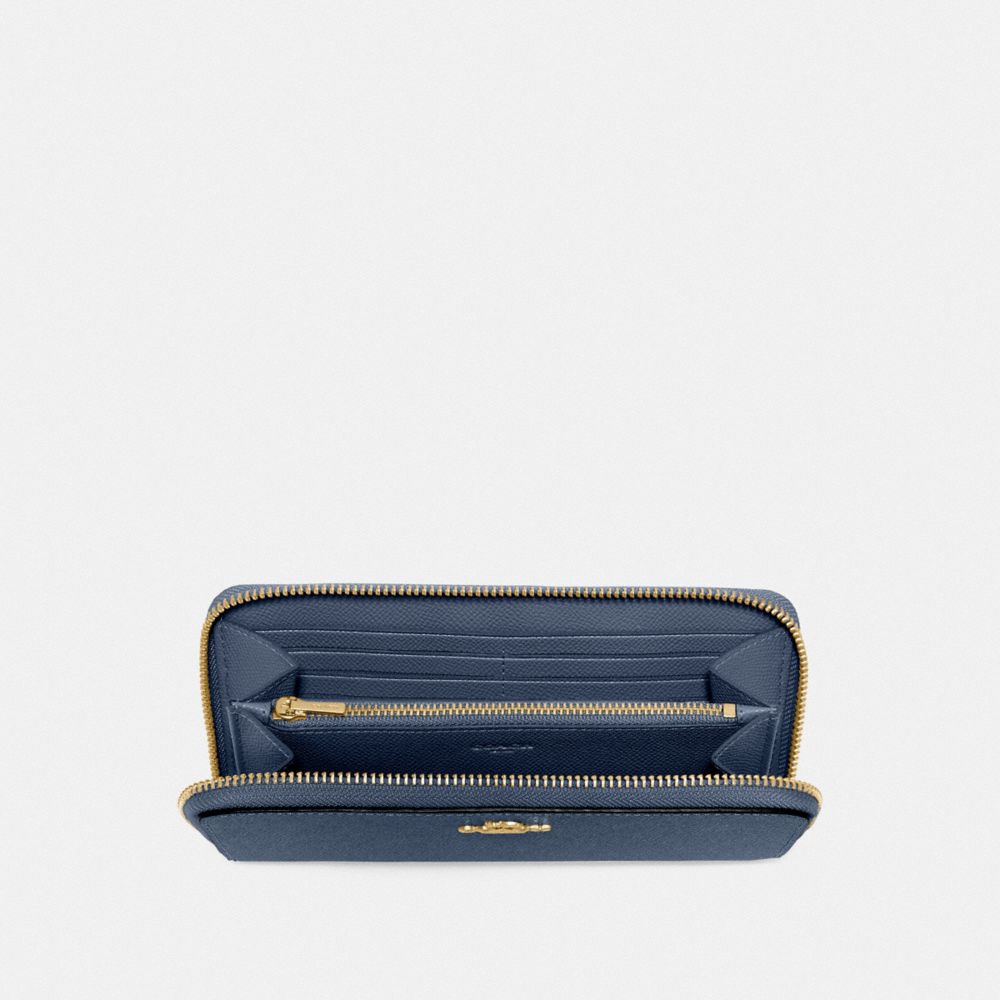 COACH®,PORTEFEUILLE ZIPPÉ EN ACCORDÉON,Cuir,Laiton/Denim foncé,Inside View,Top View