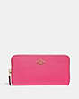 COACH®,ACCORDION ZIP WALLET,Leather,Mini,Brass/Confetti Pink,Front View