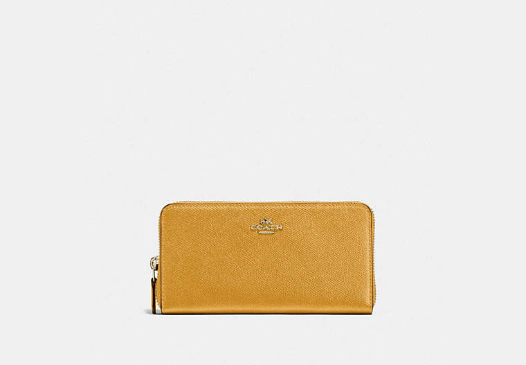 COACH®,ACCORDION ZIP WALLET,Leather,Mini,Brass/Buttercup,Front View