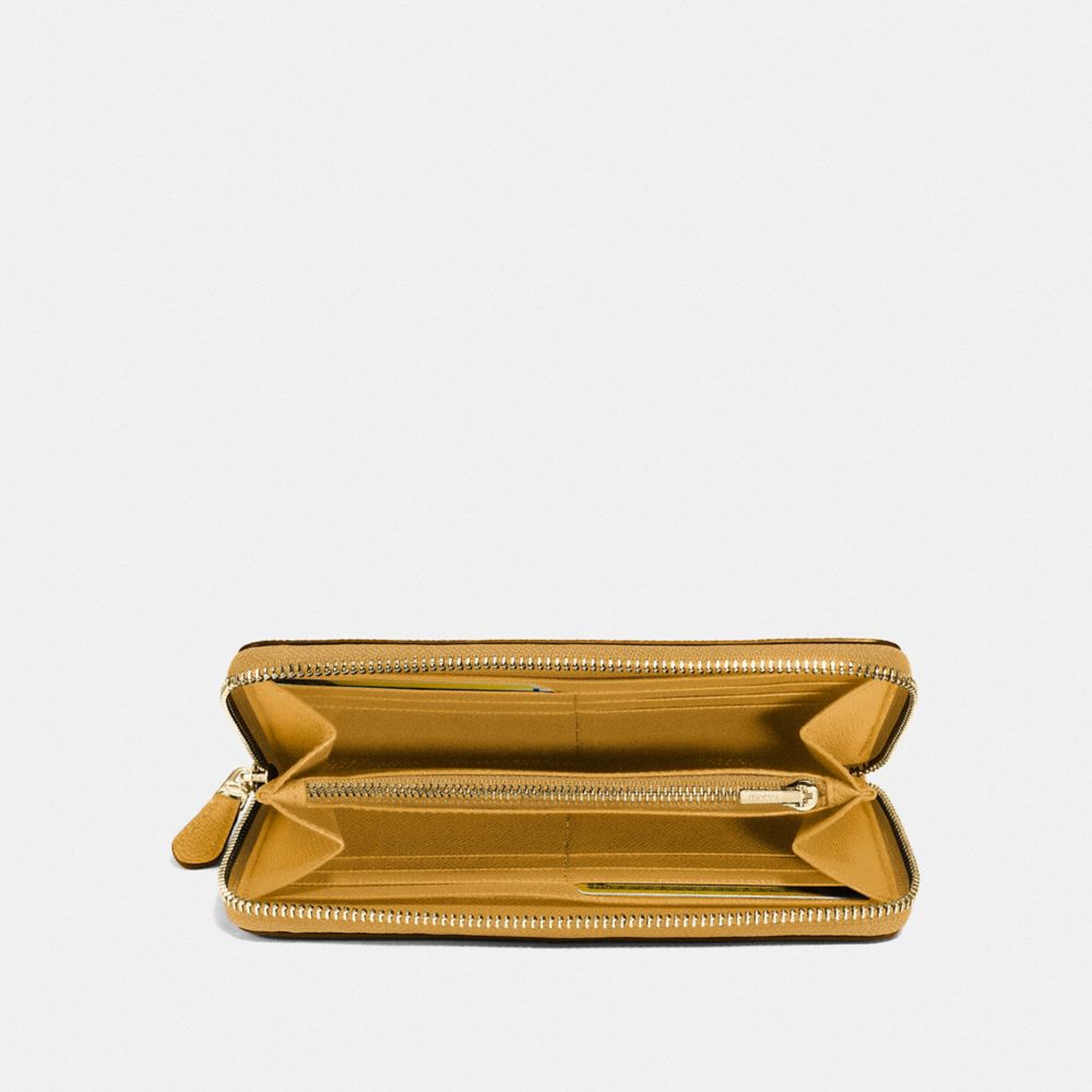 COACH®,ACCORDION ZIP WALLET,Leather,Mini,Brass/Buttercup,Inside View,Top View