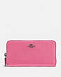 COACH®,ACCORDION ZIP WALLET,Leather,Mini,Gunmetal/Bright Pink,Front View