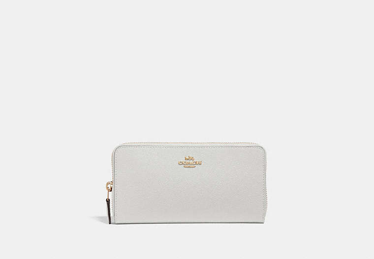 COACH®,ACCORDION ZIP WALLET,Leather,Mini,Gold/Chalk,Front View