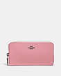 COACH®,ACCORDION ZIP WALLET,Leather,Mini,Gunmetal/True Pink,Front View
