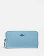 COACH®,ACCORDION ZIP WALLET,Leather,Mini,Pewter/Azure,Front View