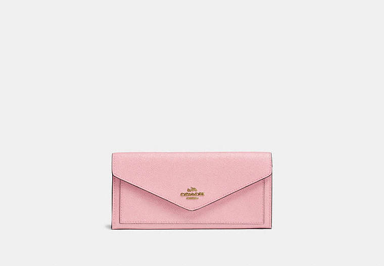 COACH®,SOFT WALLET,pusplitleather,Gold/Blossom,Front View