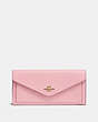 COACH®,SOFT WALLET,pusplitleather,Gold/Blossom,Front View