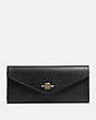 COACH®,SOFT WALLET,pusplitleather,Light Gold/Black,Front View