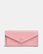 COACH®,SOFT WALLET,pusplitleather,Silver/Peony,Front View