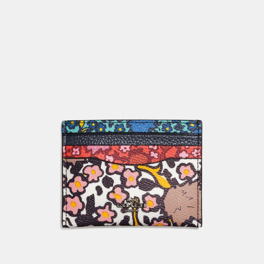 Porte Cartes Plat En Toile Enduite Imprimé Floral Yankee Mixte