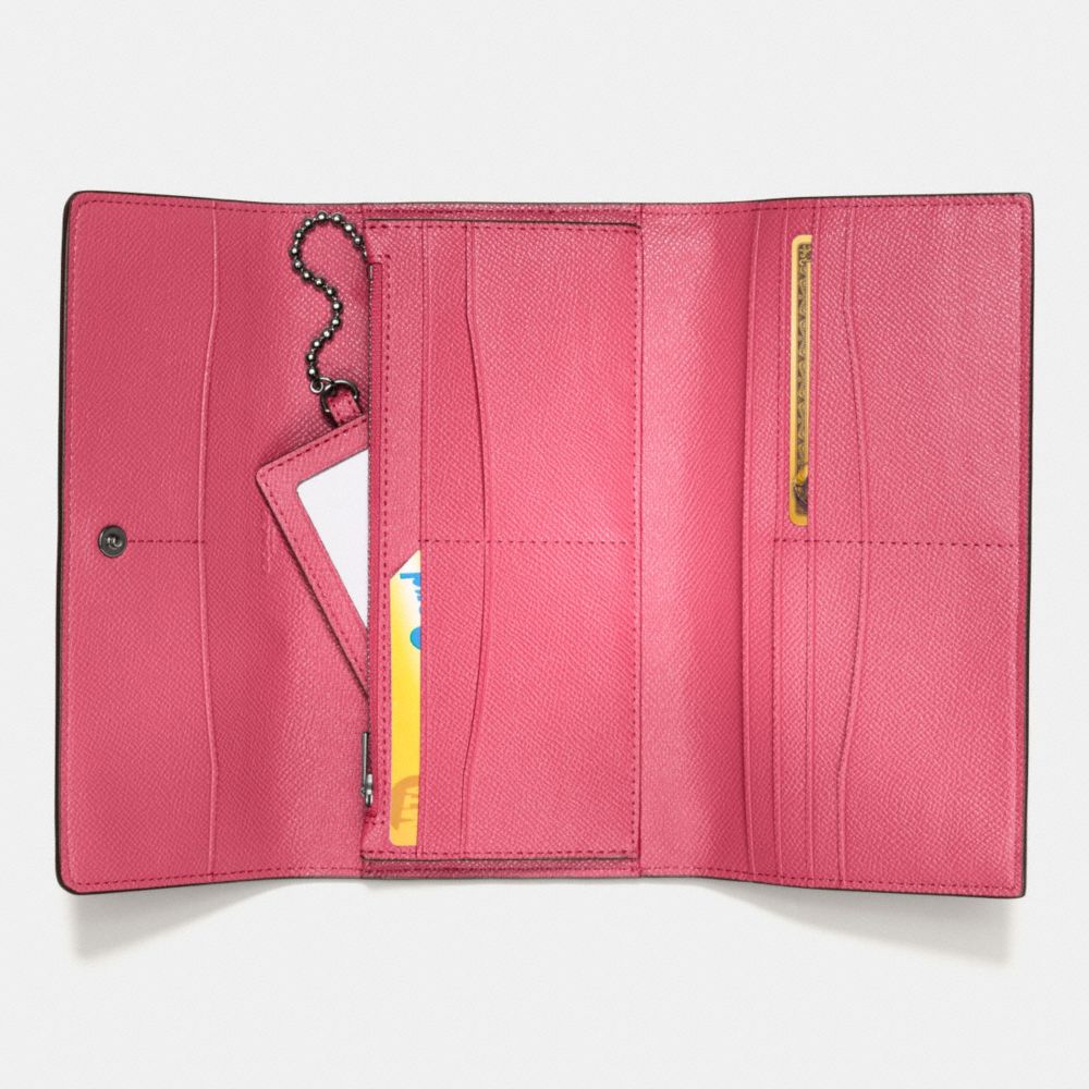 COACH®,Trifold Wallet In Crossgrain Leather,,Inside View,Top View