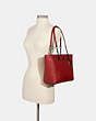 COACH®,TURNLOCK CHAIN TOTE 27 IN SIGNATURE LEATHER,Leather,Large,Gunmetal/Cherry,Alternate View
