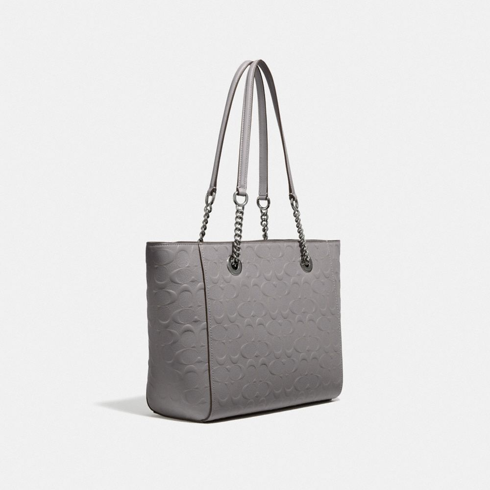 Turnlock Chain Tote 27 En Cuir Signature