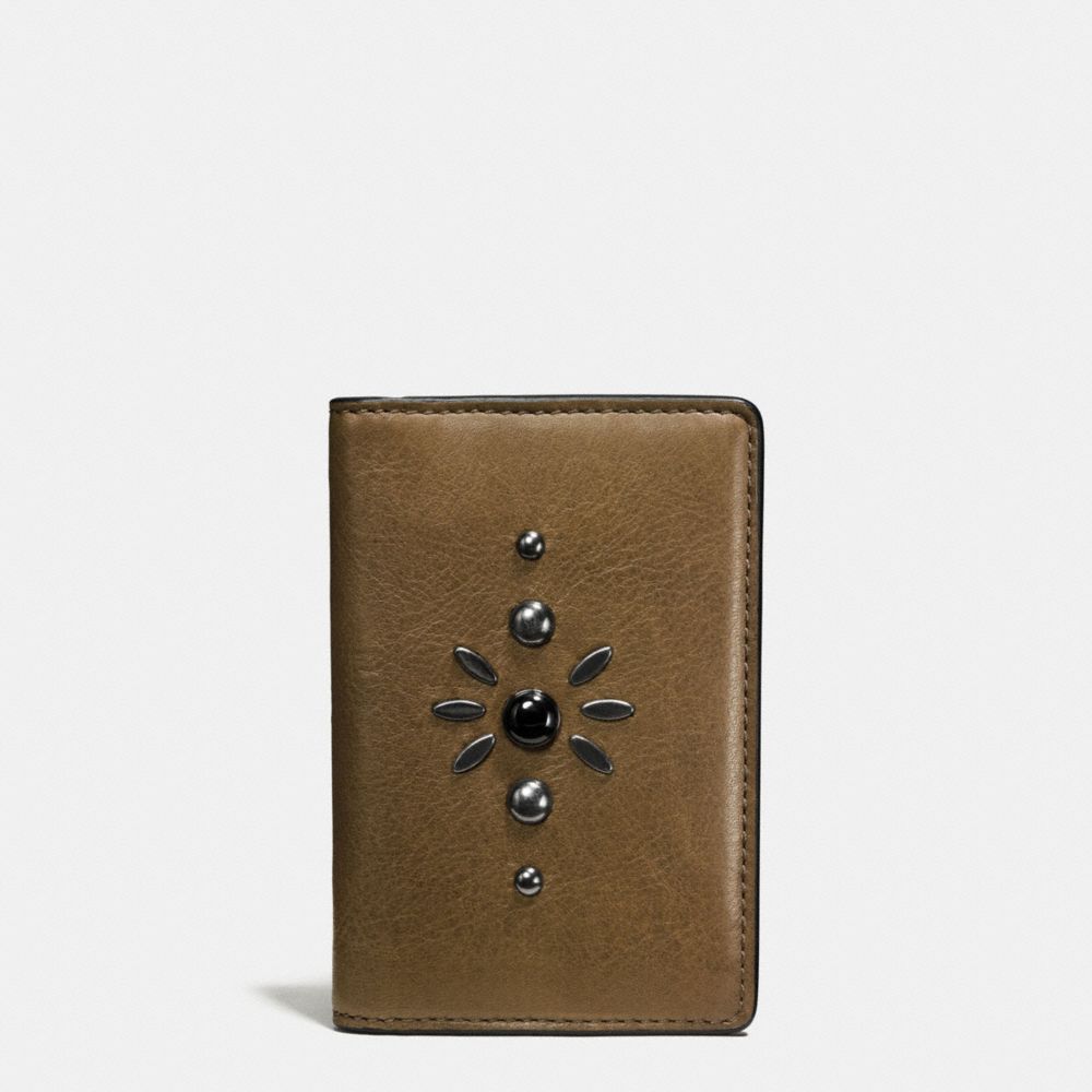 Western Rivets Card Wallet In Sport Calf Leather